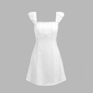 JACQUARD FLORAL SHORT SLEEVE MINI DRESS